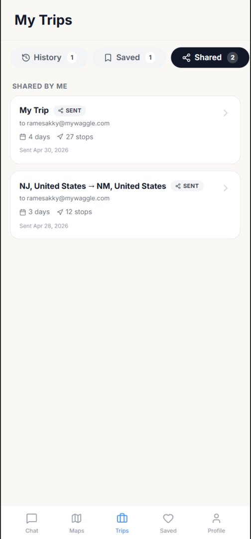Save for Later — saved and shared trips in My Trips